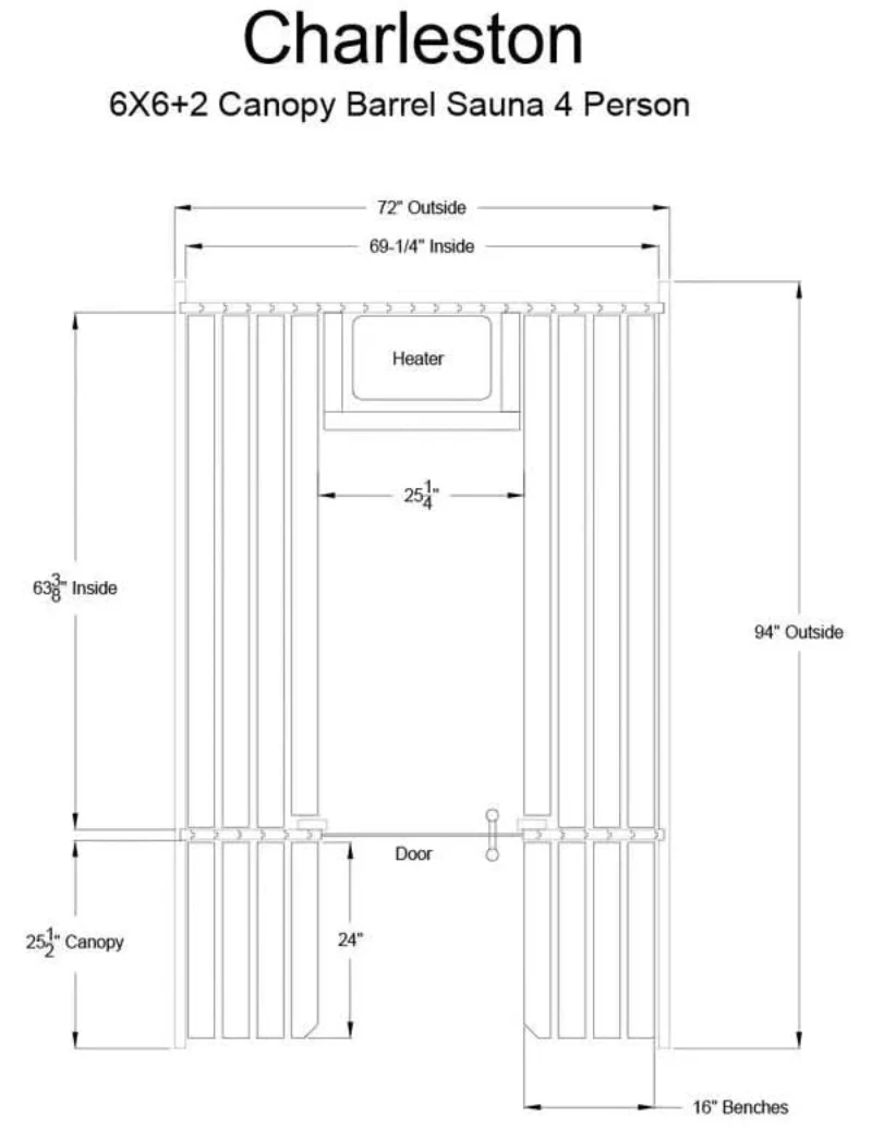 Almost Heaven Charleston 4 Person Canopy Barrel Sauna - Image 22