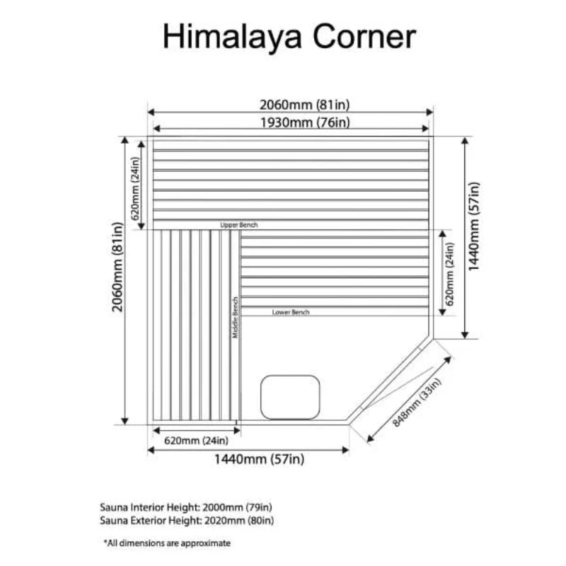 Almost Heaven Indoor Himalaya Corner 6 Person Indoor Sauna - Image 6