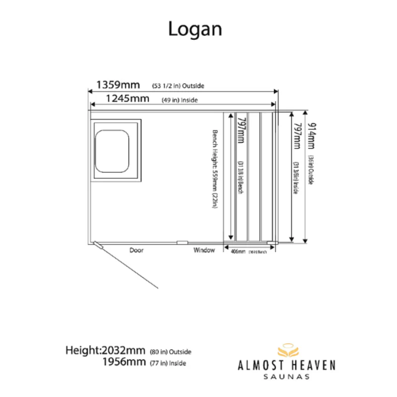 Almost Heaven Logan 1 Person Indoor Sauna - Image 8