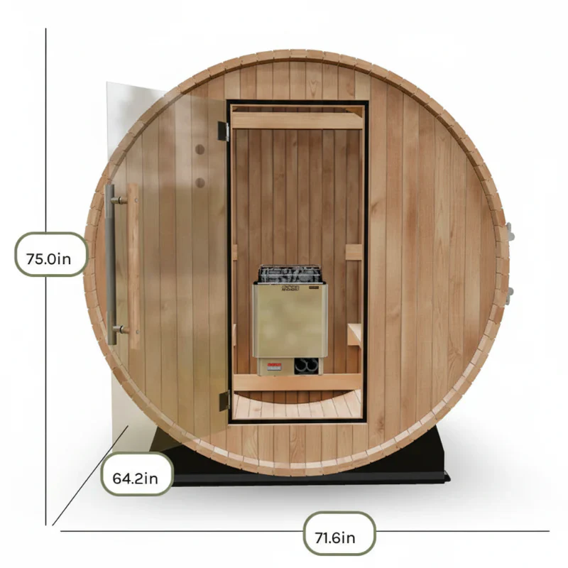 Almost Heaven Salem 2 Person Barrel Sauna & Almost Heaven Sindri 2 Person Wood Fired Hot Tub - Image 4