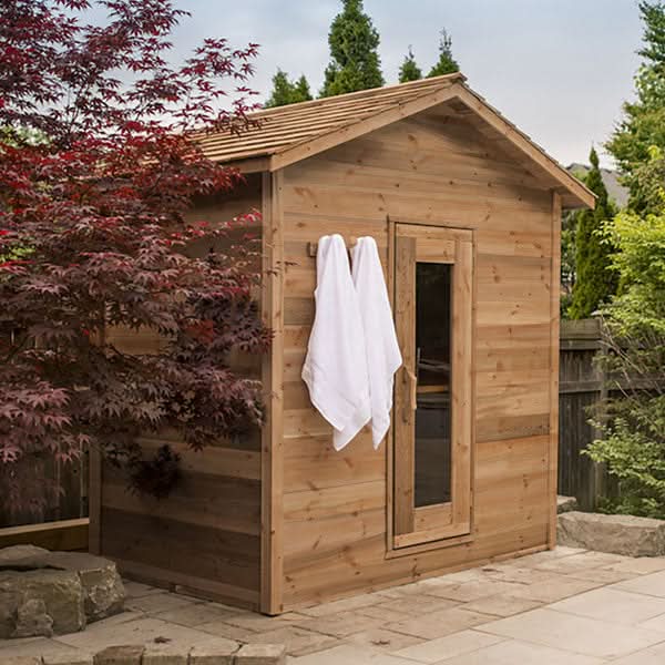 Dundalk LeisureCraft Knotty Cedar Outdoor Cabin Sauna - Image 3