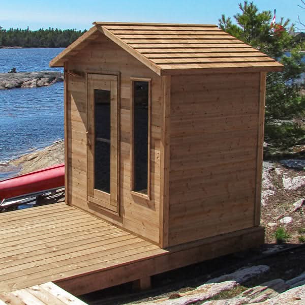 Dundalk LeisureCraft Knotty Cedar Outdoor Cabin Sauna - Image 5