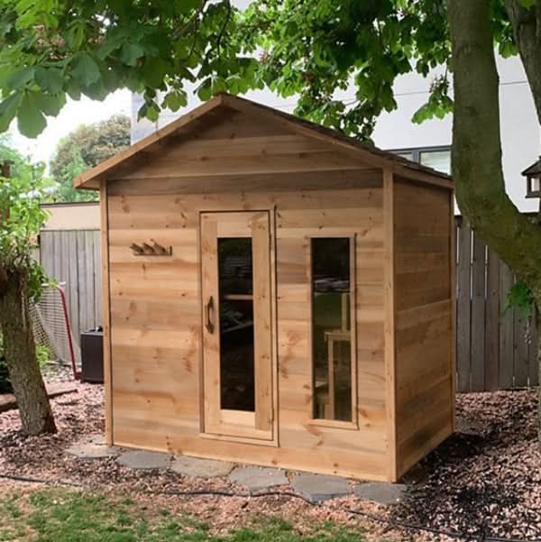 Dundalk LeisureCraft Knotty Cedar Outdoor Cabin Sauna - Image 6