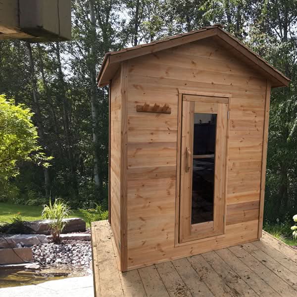 Dundalk LeisureCraft Knotty Cedar Outdoor Cabin Sauna - Image 7