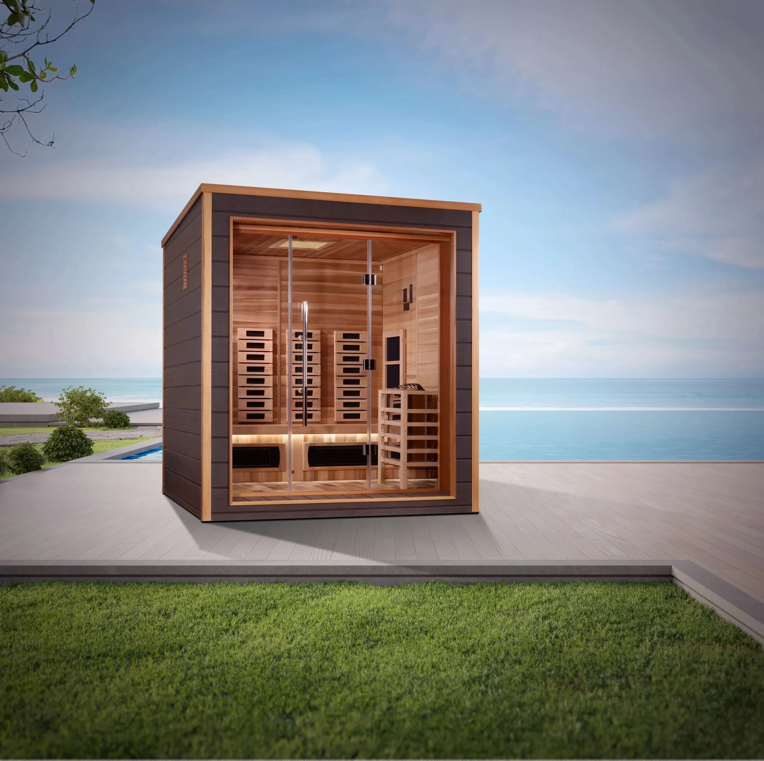 Golden Designs Visby 3 Person Outdoor-Indoor PureTech™ Hybrid Full Spectrum Sauna (GDI-8223-01) - Image 12