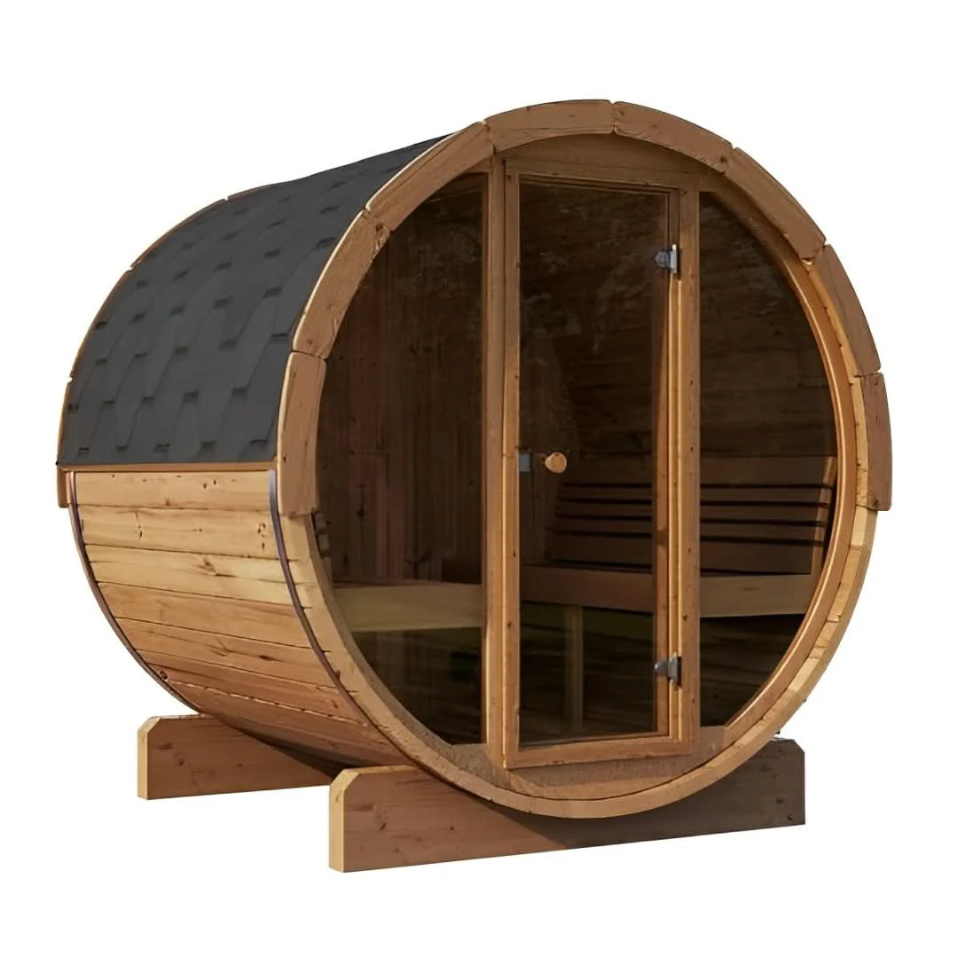 SaunaLife Model E8G 6 Person Sauna Barrel w/ Glass Front - Image 6